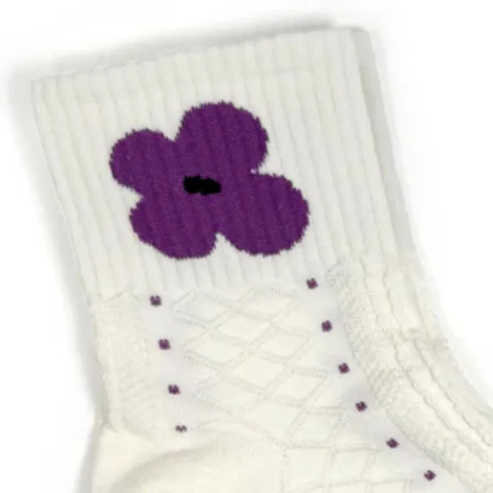 NWT Dolores Purple Pansy Lattice Crew Socks